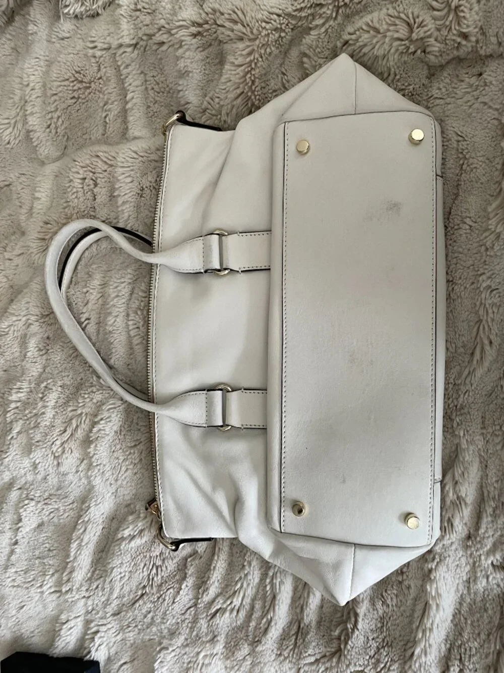 Kate Spade Hampton Road Janie Bag White Leather Satchel Shoulder Bag